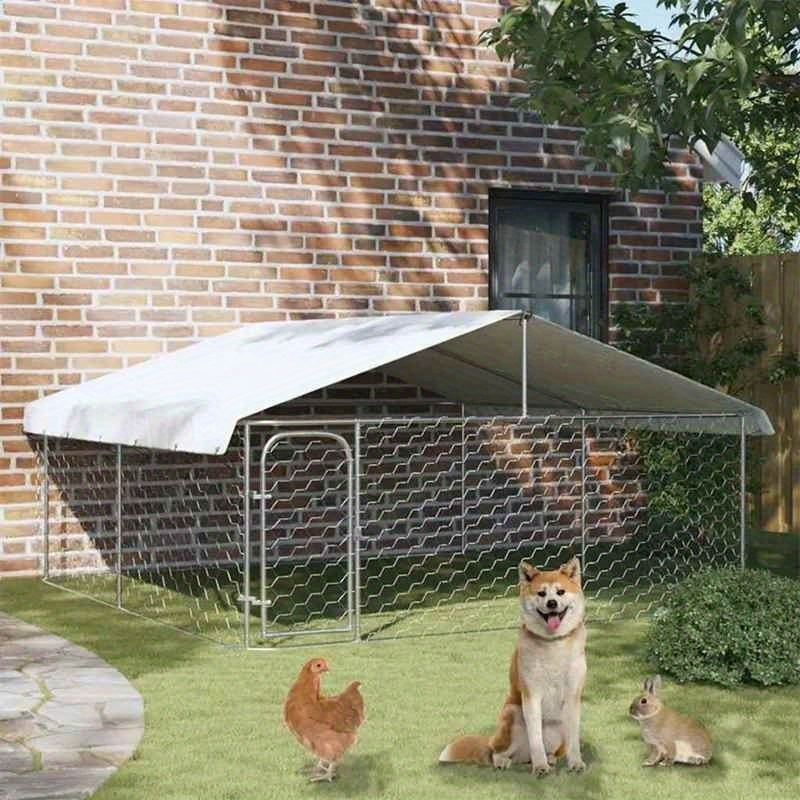 Outdoor kennel with roof 300x300x150cm suitable for multiple pets or medium to large dogs provides a spacious activity area stable structure easy to install