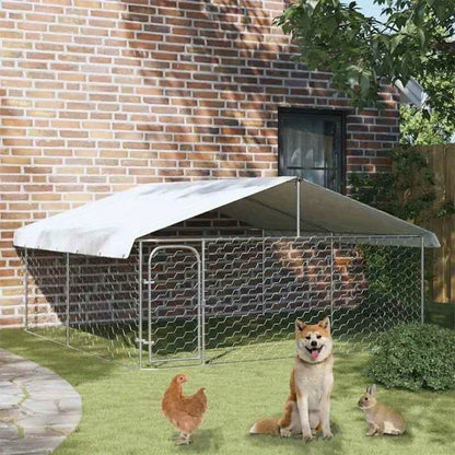 Outdoor kennel with roof 300x300x150cm suitable for multiple pets or medium to large dogs provides a spacious activity area stable structure easy to install