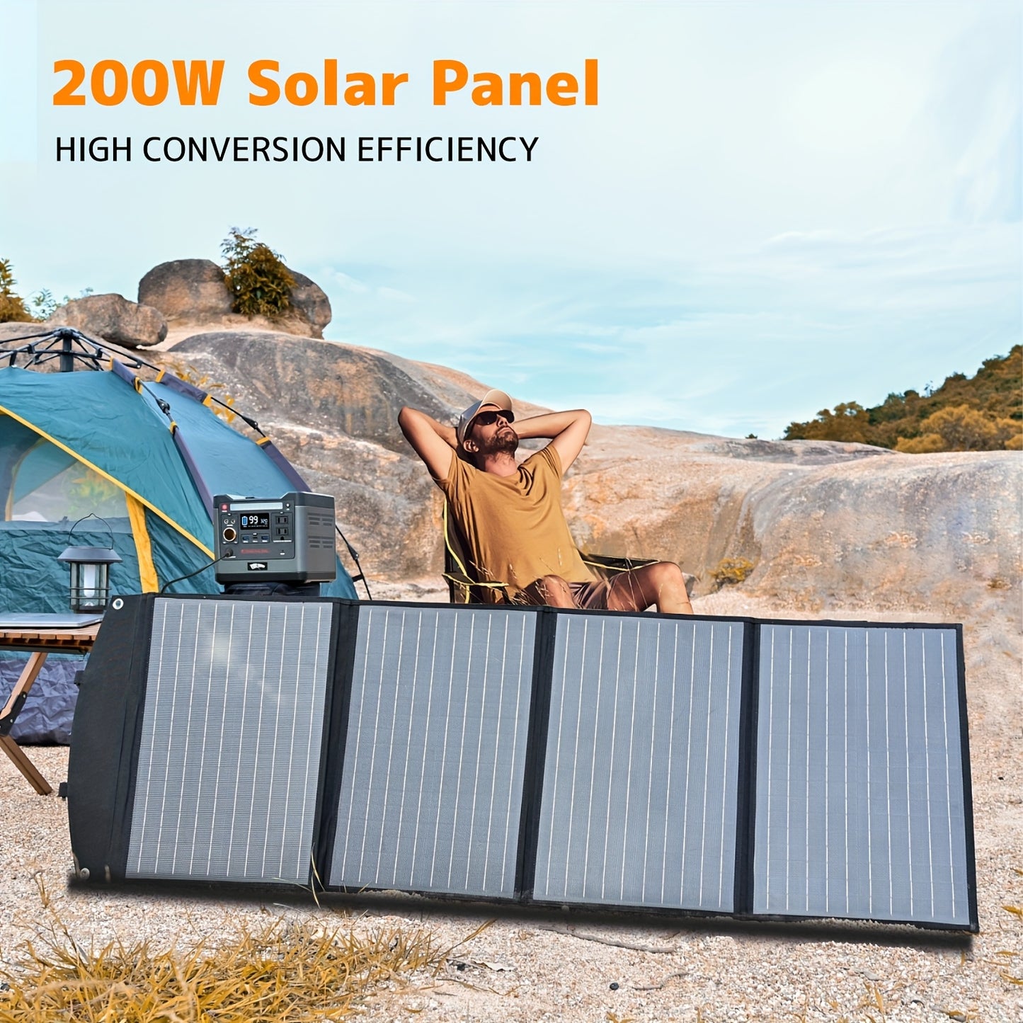 200W Draagbaar Zonnepaneel – Vouwbaar Solar Panel – Mobiel Zonnecel – Outdoor Solar Generator – Hoog Rendement 22,5% – Quad Fold Monokristallijn