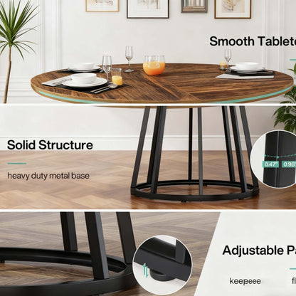 Ronde Eettafel – Dining Table – Keukentafel – Tafel Voor 4 – Ronde Tafel – Farmhouse Stijl – 100 cm Diameter – Massief Houten Blad