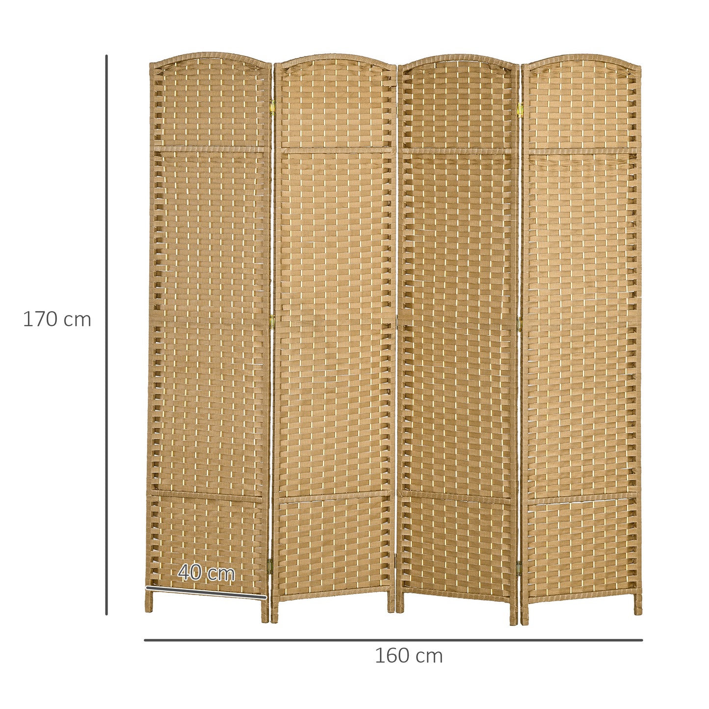 Kamerverdelers – Kamerscherm – Privacywand – Ruimteverdeler – Scheidingswand – Natuurlijk Hout – 4-delig – Opvouwbaar Design