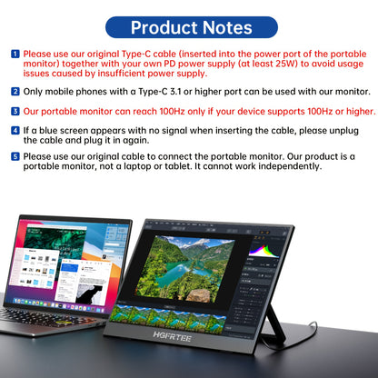Draagbare Monitor – Portable Scherm – Second Screen – Extra Display – USB Monitor – 18,5 Inch – 100Hz Verversing – 100% sRGB Kleuren