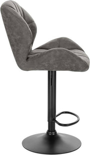 Barkruk Comfy Grijs - Met rugleuning - Stevig- Kunstleer - Set van 1 - Keuken - Barstoelen ergonomisch - Verstelbaar in hoogte - Zithoogte 60-82cm