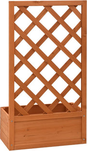 Plantenbak Met Klimrek - Bloembak - Weerbestendig - Met trellis - Buiten - Hout - Plantenbak - 18 Liter - Bruin