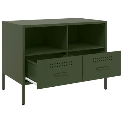 Mobile TV Verde Olive 68x39x50.5cm in Steel Practical Removable