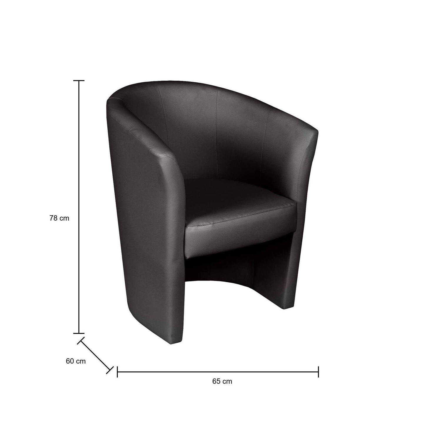 Dpanett Armchair, Upholstered Living Room Chair, Padded Seat with Eco-Leather Armrests, 64x63x76 cm, Available in 5 Colors