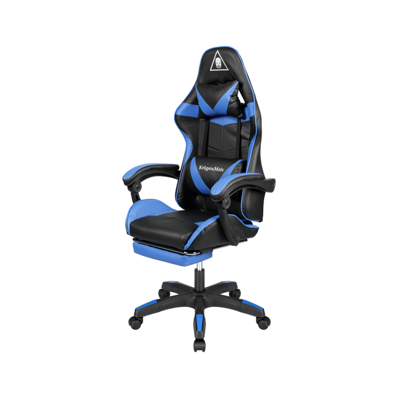 Gamingstoel – Gamestoel – Gaming Chair – Game Stoel – Bureaustoel – Verstelbare Rugleuning 145° – Eco-Leren Bekleding - Zwart/Blauw