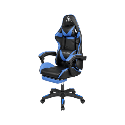Gamingstoel – Gamestoel – Gaming Chair – Game Stoel – Bureaustoel – Verstelbare Rugleuning 145° – Eco-Leren Bekleding - Zwart/Blauw