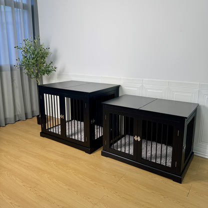 Hondenbench – Hondenkooi – Hondenhok – Dierenkooi – Benchmeubel – Groot – Met Kussen – Stevig Metalen Frame – Dubbele Deuren
