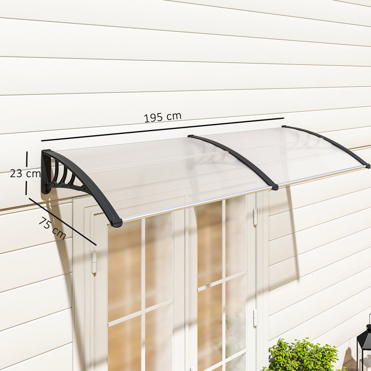 Transparante Overkapping – Deurkap – Zonnescherm – Regenkap – Raamoverkapping – UV-Bescherming – Weerbestendig Polycarbonaat 75x195x23 cm