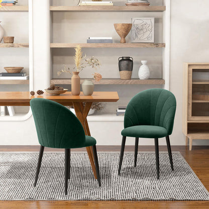 Eetkamerstoel – Stoel – Kuipstoel – Keukenstoel – Zitmeubel – Set van 2 – Comfortabele Ergonomische Rugleuning – Groen Beklede Stoel 52x54x79 cm