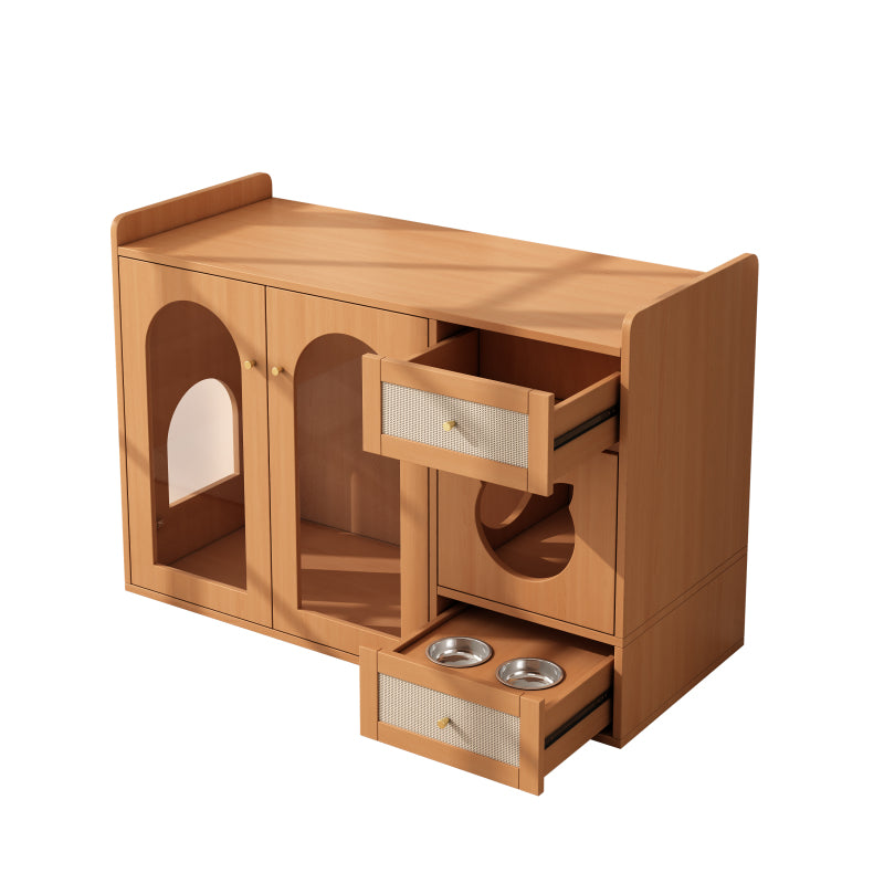 Kattenmeubel – Kattenhuis – Kattenkast – Kattenbakmeubel – Kattenmeubel walnut – Verborgen kattenbakruimte – Compact met opbergvak 120x45x83 cm