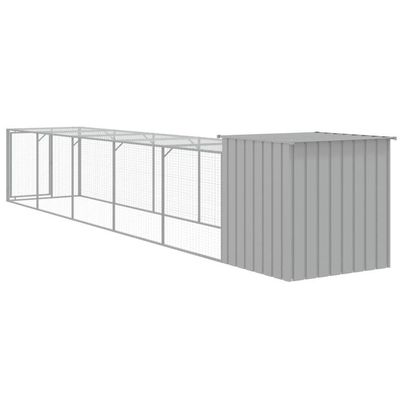 Kippenhok – Kippenren – Pluimveehok – Buitenren – Lichtgrijs – Gegalvaniseerd Staal – 110x609x110 cm – Veilig en Duurzaam