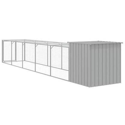 Kippenhok – Kippenren – Pluimveehok – Buitenren – Lichtgrijs – Gegalvaniseerd Staal – 110x609x110 cm – Veilig en Duurzaam