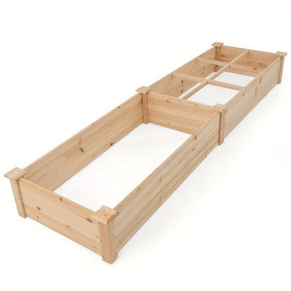 Verhoogd Tuinbed – Moestuinbak – Plantenbak – Kruidenbak – Bloembed – Duurzaam Vurenhout – 228 x 62 x 25 cm – 2 Gescheiden Bakken Met Open Bodem