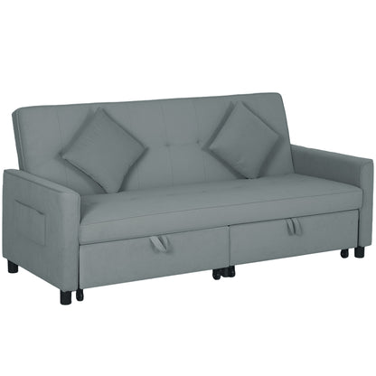 Slaapbank – Bedbank – Bankbed – Logeerbed – Sofa – 3-zits – Velours Bekleding – Verstelbare Rugleuning