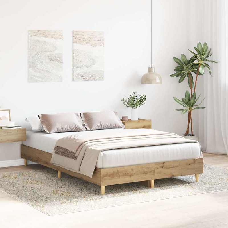 Modern Minimalist Bed Frame without Mattress - Queen Size (135x190cm / 53x75 inches), Easy Assembly, Sturdy Construction for Master Bedroom, Guest Room, or Dorm - Space-Saving Design for Small Spaces