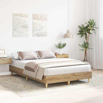 Modern Minimalist Bed Frame without Mattress - Queen Size (135x190cm / 53x75 inches), Easy Assembly, Sturdy Construction for Master Bedroom, Guest Room, or Dorm - Space-Saving Design for Small Spaces