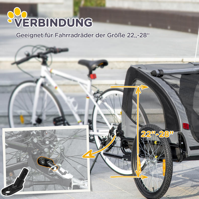 Dog trailer bicycle trailer up to 20kg mesh window, roll-up cover, universal coupling black, 140 x 71 x 83cm dog bike trailer, Pet Transportation, Mesh Window Trailer, Compact Dog Carrier, Reinforced Frame, Breathable Mesh, P