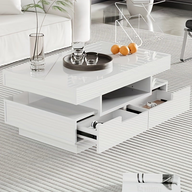 Salontafel – Koffietafel – Bijzettafel – Opbergtafel – Witte Tafel – Metalen Frame – Ruimtebesparend Ontwerp
