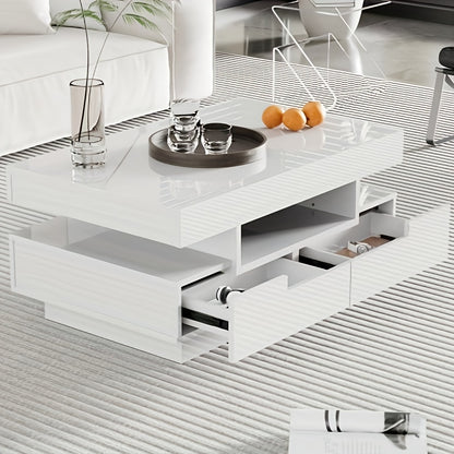 Salontafel – Koffietafel – Bijzettafel – Opbergtafel – Witte Tafel – Metalen Frame – Ruimtebesparend Ontwerp