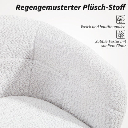 Bureaustoel – Bureaustoel Met Wieltjes – Bureaustoel Ergonomisch – Bureaustoel Gepolsterd – Bureaustoel Tub Design – Crème – Zachte Pluizige Bekleding – Stevig Stalen Onderstel