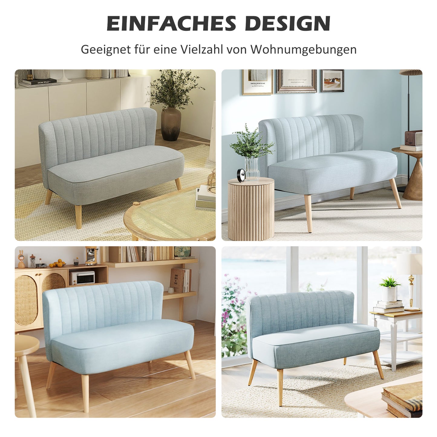 2-Zits Bank – Sofa – Loveseat – Tweezitsbank – Zitbank – Lichtgroen – Compact Formaat – Zachte Bekleding