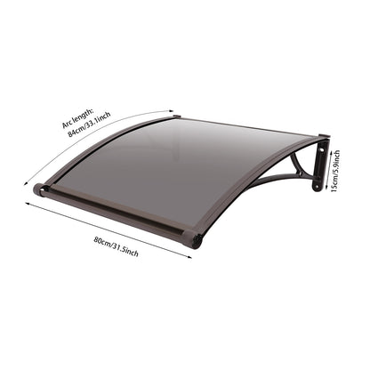 Large 80x80cm Heavy-Duty Aluminum Alloy & PC Window Door Awning with Frame & Panels - 49.9 KG Capacity, All-Weather Retractable Patio Awning for Balcony, Cafe, Shop - Easy Installation, Modern Design, Durable Outdoor Canopy (