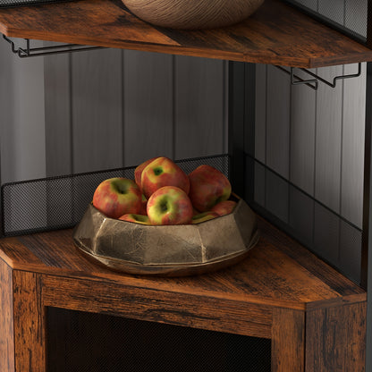Barkast – Wijnkast – Drankkast – Barmeubel – Hoekdressoir – Verstelbare Plank – Metaal & Hout – Compact Vrijstaand