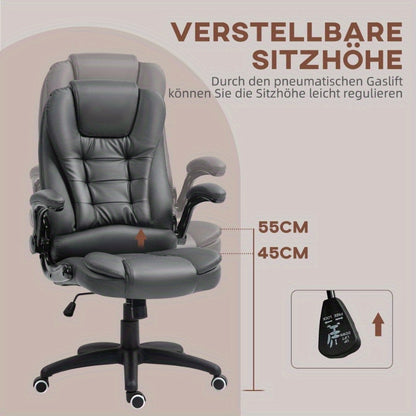 Ergonomische Bureaustoel – Bureaustoel Office Chair – Werkstoel – Draaistoel – Thuiswerkstoel – Verstelbare Zithoogte & Kantelfunctie – Kunstleren Bekleding Donkergrijs