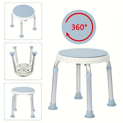 Douchestoel – Douchekruk – Douchezit – Badstoel – Shower Stool – 360° Draaibaar Zitvlak – Antislip Aluminium Frame – Hoogte Verstelbaar – Lichtgewicht