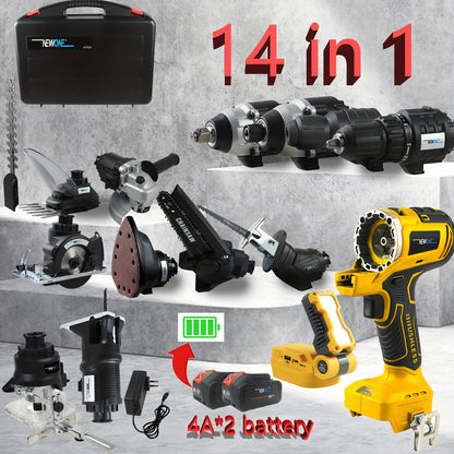 Accuboormachine – Accu Schroefboormachine – Klopboormachine – Multitool – Boormachine – 18V Borstelloze Motor – 14-in-1 Multifunctionele Set