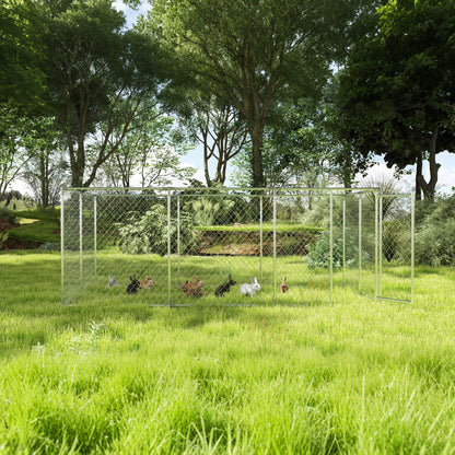 Kippenhok Buiten – Kippenren – Kippentren – Buitenren – Kippenverblijf – Ruim 250x200x150 cm – Gegalvaniseerd Staal – Ventilerend Zonder Dak – Afsluitbare Deur
