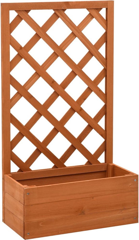 Plantenbak Met Klimrek - Bloembak - Weerbestendig - Met trellis - Buiten - Hout - Plantenbak - 18 Liter - Bruin