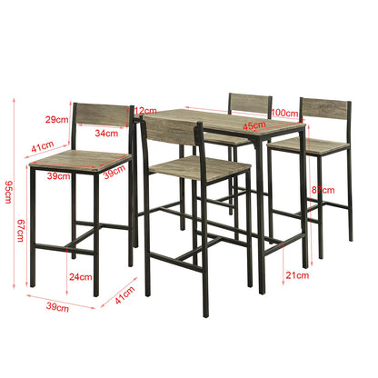 Barset – Bartafelset – Bistroset – Statafel – Barkrukken – Compact 100x45x87 cm – MDF Tafelblad met Zwart Stalen Frame