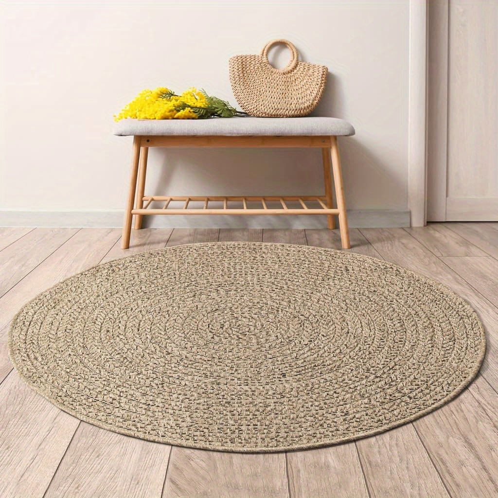 Buitentapijt – Buitenmat – Vloerkleed – Tuintapijt – Outdoorkleed – Rond – Polypropyleen Jute Look – 200 cm Diameter – UV-bestendig