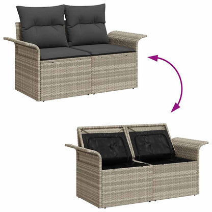 Tuinset – Loungeset – Tuinbank – Terrasbank – Modulaire Loungeset – Lichtgrijs – Handgeweven Poly Rattan – Instelbare Indeling