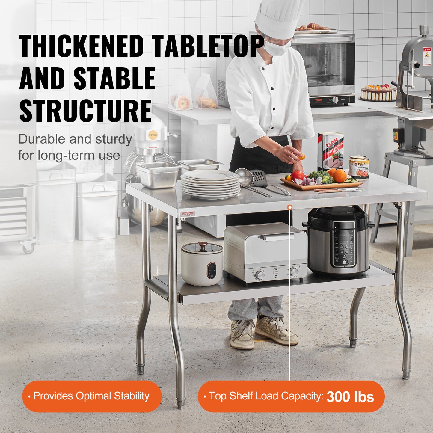 Werktafel Roestvrij Staal – Inklapbare Tafel – Keukentafel – Werkbank – Cateringtafel – 48 x 24 Inch – SUS201 RVS – 350 Kg Draagvermogen