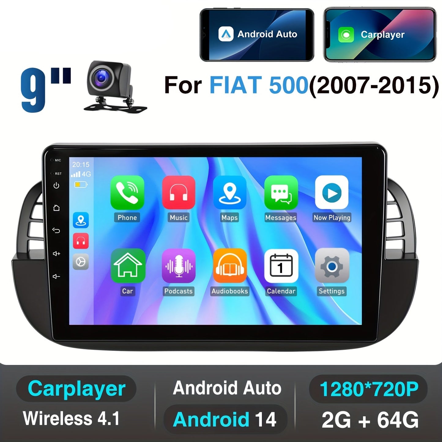 Android Autoradio – Multimedia Speler – Car Stereo – Navigatiesysteem – Auto Radio – 9 Inch Touchscreen – Android 14 OS – Draadloze CarPlay & Achteruitrijcamera