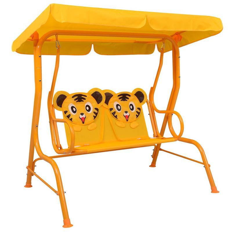 Schommelstoel – Schommelstoelen – Relaxstoel – Fauteuil – Loungestoel – Geel – Stevig Dennenhouten Frame – Weerbestendige Stof – 115x75x110 cm – Gemakkelijk Te Installeren