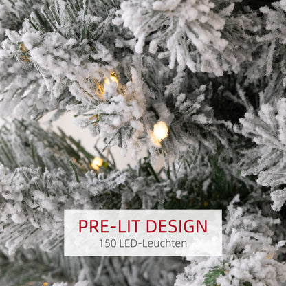 Kunstkerstboom – Nepkerstboom – Kerstboom Kunst – Sfeerverlichting Boom – 180 cm Groen – Geïntegreerde LED Verlichting – Brandvertragend Metalen Voet