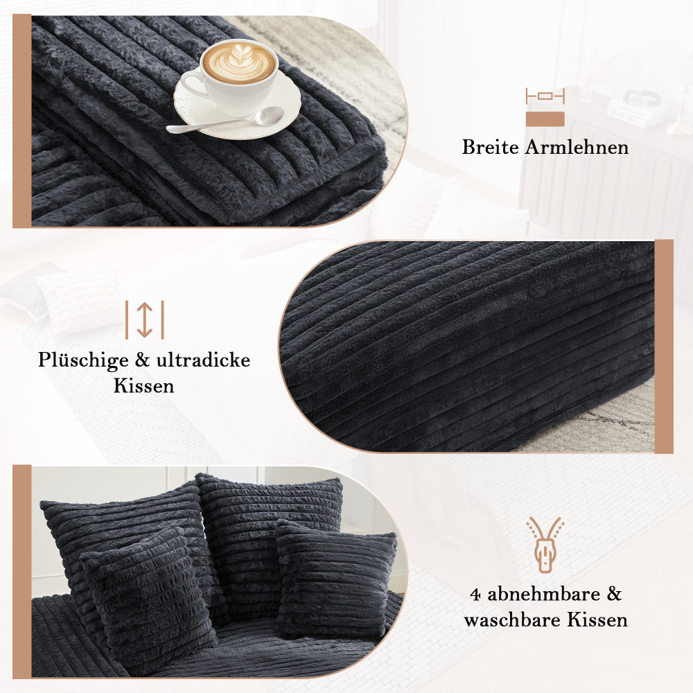 Slaapbank – Bedbank – Sofa Bed – Zetelbed – Bedbank Met Kussen – Memory Foam Comfort – Luxe Fluweel Bekleding – Grijs – Inclusief 4 Kussens – Direct Gebruiksklaar