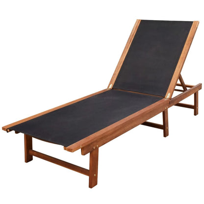Ligstoel – Tuinstoel – Loungestoel – Ligbed – Verstelbare Rugleuning – Acaciahout – Waterbestendig Textiel