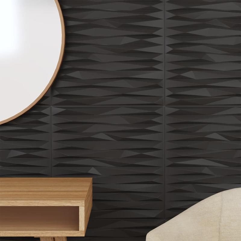 48pcs Wall Panels Stone 12 M² 50X50 Cm XPS Black
