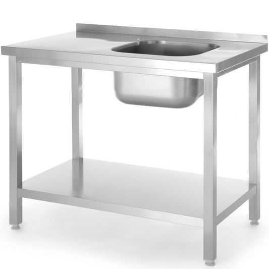 Werktafel Met Spoelbak – RVS Werkbank – Inox Tafel – Keukentafel Met Spoelbak – Spoeltafel Met Plank – Roestvrij Staal – Spoelbak Rechts – 1000x600x850 mm