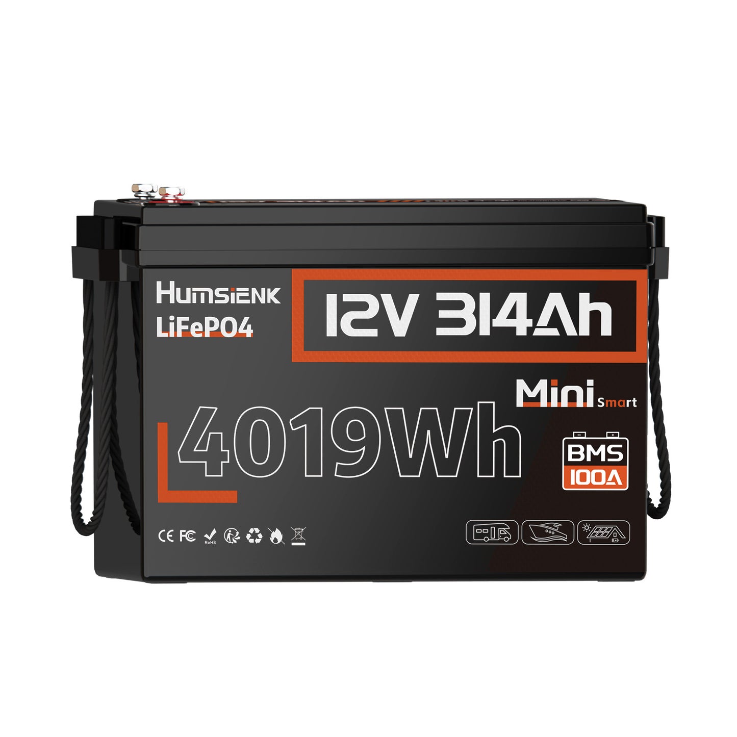 Li-ion Accu – Lithium Accu – LiFePO4 Batterij – 12V Accu – Oplaadbare Accu – 314Ah Capaciteit – Afstandsbediening Met 15.000+ Cyclus Levensduur