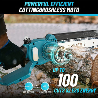 Kettingzaag – Snoeizaag – Takkenzaag – Mini Kettingzaag – Accu Kettingzaag – 800W Brushless Motor – Verstelbare Steel 20 cm
