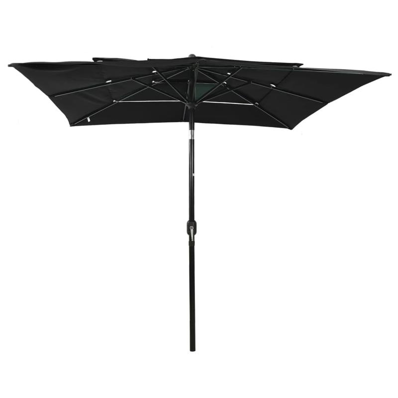 Heavy-Duty 3-Layer Solid Parasol with Aluminum Mast - 2.5x2.5m Large Rectangular Umbrella, UV-Resistant, Durable Steel Frame & Black Canopy for Poolside, Garden, Beach, Outdoor - Easy Setup & Portable Design, Classic Style, S