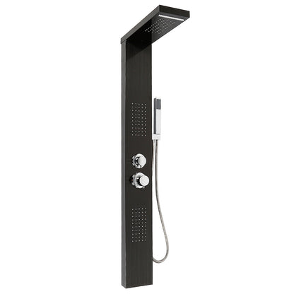 Douchepaneel – Douchekolom – Regendouche – Handdouche – Hydromassage – Zwart RVS – 15x47x130 cm – Waterbesparend