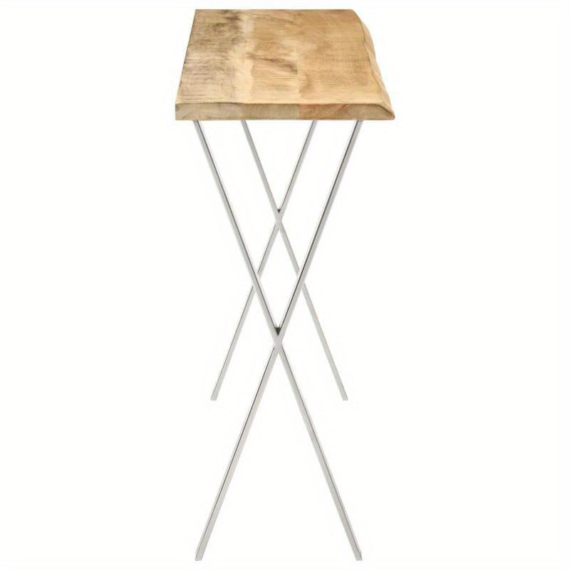 Wall Table with Natural Edge, Measuring 105X33X76 Cm, Made of Solid Mango Wood, Standing Shelf